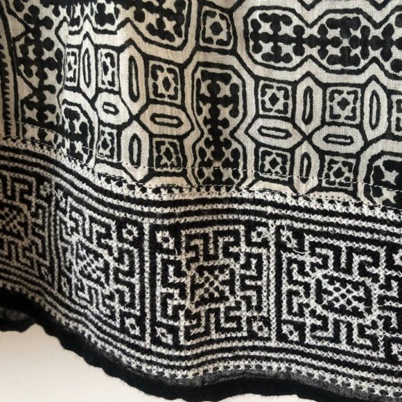 JOIE Cherre Top Artisan Blouse Geometric Boho Pattern Aztec Tribal Print Goddess - Picture 7 of 9